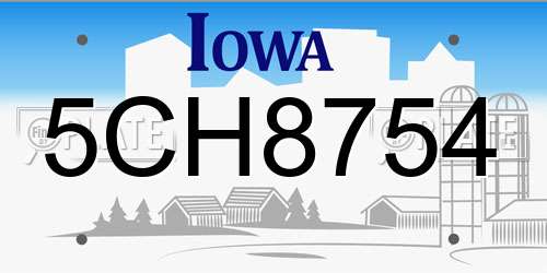 5CH8754 Iowa License Plate