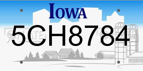 5CH8784 Iowa License Plate