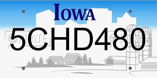 5CHD480 Iowa License Plate