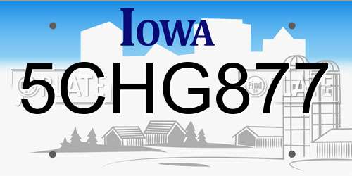 5CHG877 Iowa License Plate
