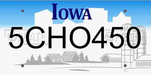 5CHO450 Iowa License Plate