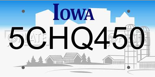 5CHQ450 Iowa License Plate
