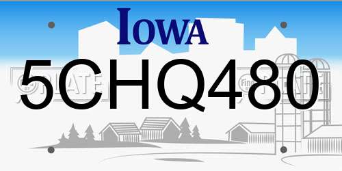 5CHQ480 Iowa License Plate