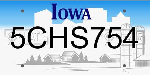 5CHS754 Iowa License Plate