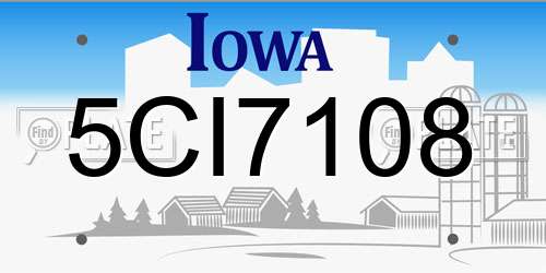 5CI7108 Iowa License Plate