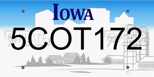 5COT172 Iowa License Plate
