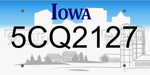 5CQ2127 Iowa License Plate