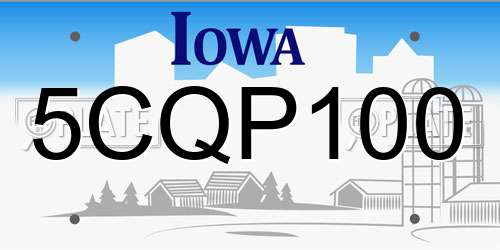 5CQP100 Iowa License Plate
