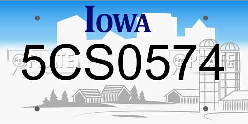 5CS0574 Iowa License Plate