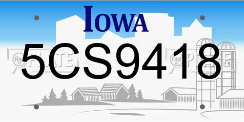 5CS9418 Iowa License Plate