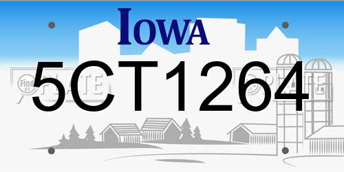 5CT1264 Iowa License Plate