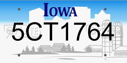 5CT1764 Iowa License Plate