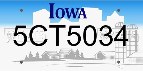 5CT5034 Iowa License Plate