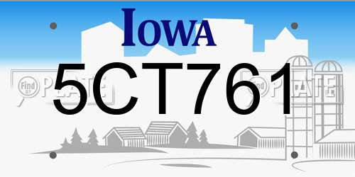 5CT761 Iowa License Plate