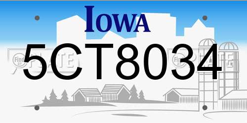 5CT8034 Iowa License Plate