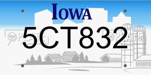 5CT832 Iowa License Plate