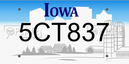 5CT837 Iowa License Plate