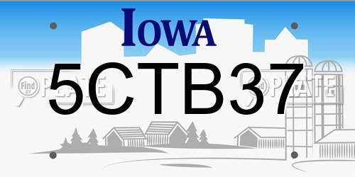 5CTB37 Iowa License Plate
