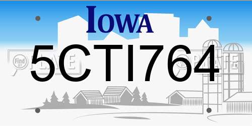 5CTI764 Iowa License Plate