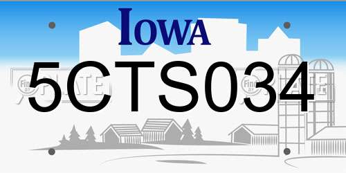 5CTS034 Iowa License Plate