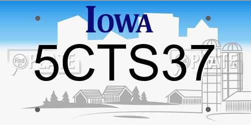 5CTS37 Iowa License Plate
