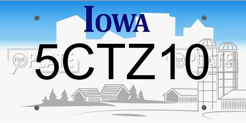5CTZ10 Iowa License Plate