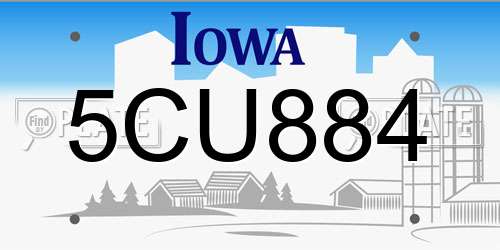 5CU884 Iowa License Plate