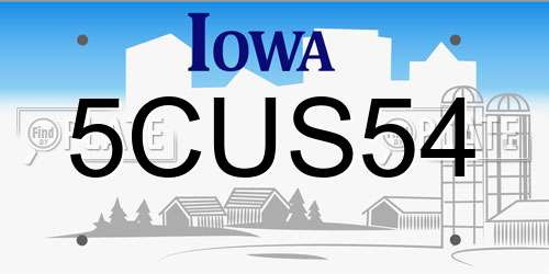 5CUS54 Iowa License Plate