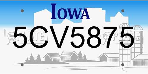 5CV5875 Iowa License Plate