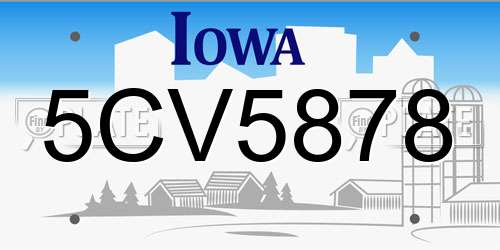 5CV5878 Iowa License Plate