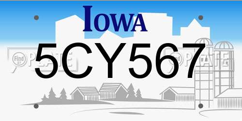 5CY567 Iowa License Plate