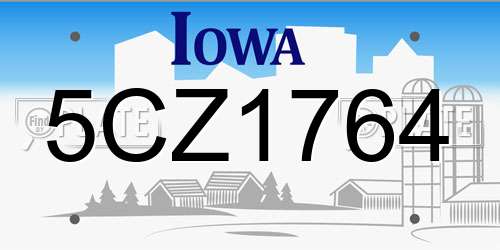 5CZ1764 Iowa License Plate