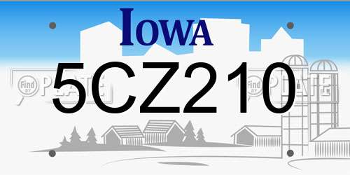 5CZ210 Iowa License Plate