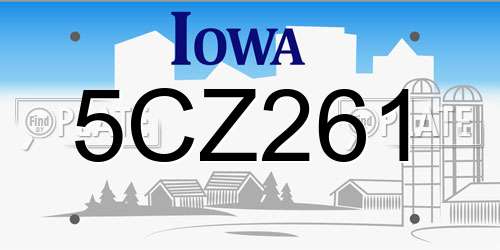 5CZ261 Iowa License Plate