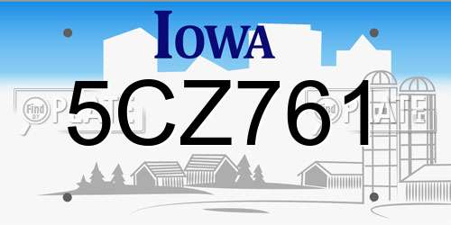 5CZ761 Iowa License Plate