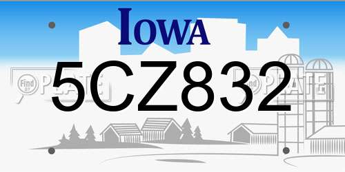 5CZ832 Iowa License Plate