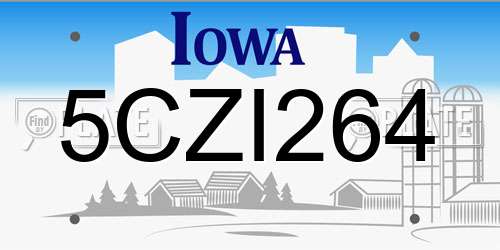 5CZI264 Iowa License Plate
