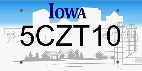 5CZT10 Iowa License Plate