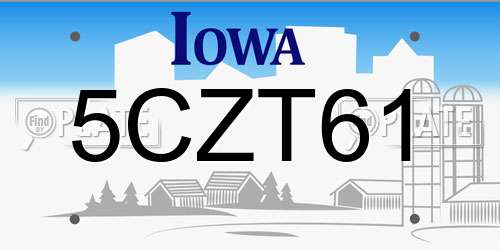 5CZT61 Iowa License Plate