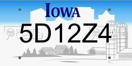 5D12Z4 Iowa License Plate