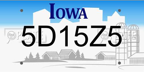 5D15Z5 Iowa License Plate