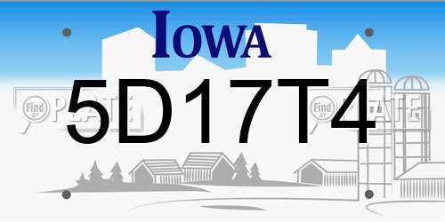 5D17T4 Iowa License Plate