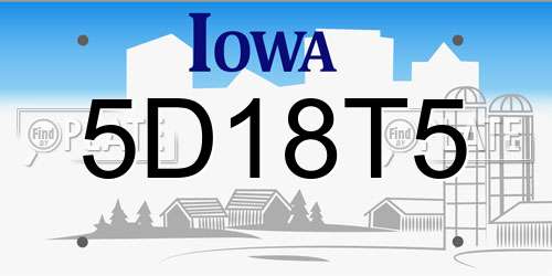 5D18T5 Iowa License Plate