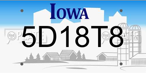 5D18T8 Iowa License Plate