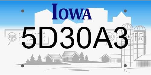 5D30A3 Iowa License Plate