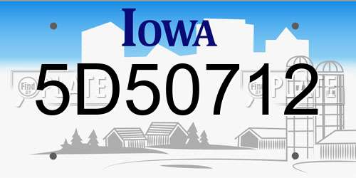 5D50712 Iowa License Plate