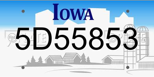 5D55853 Iowa License Plate
