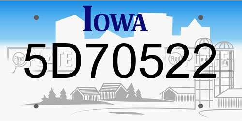 5D70522 Iowa License Plate