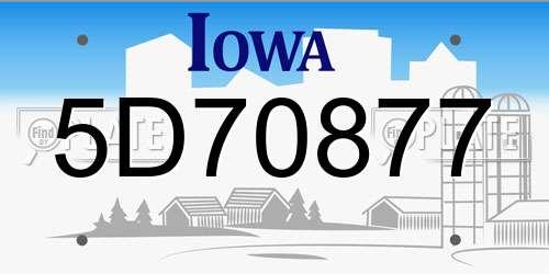 5D70877 Iowa License Plate