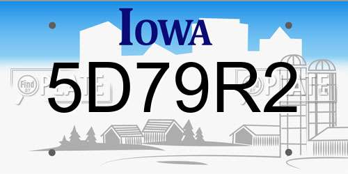 5D79R2 Iowa License Plate